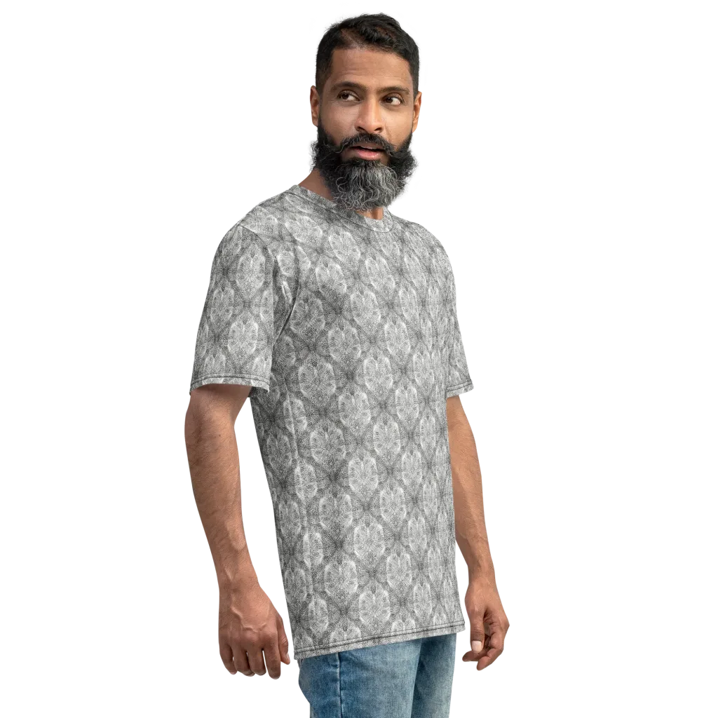 Ivory Filigree on Men's Crew Neck T-Shirt — Right