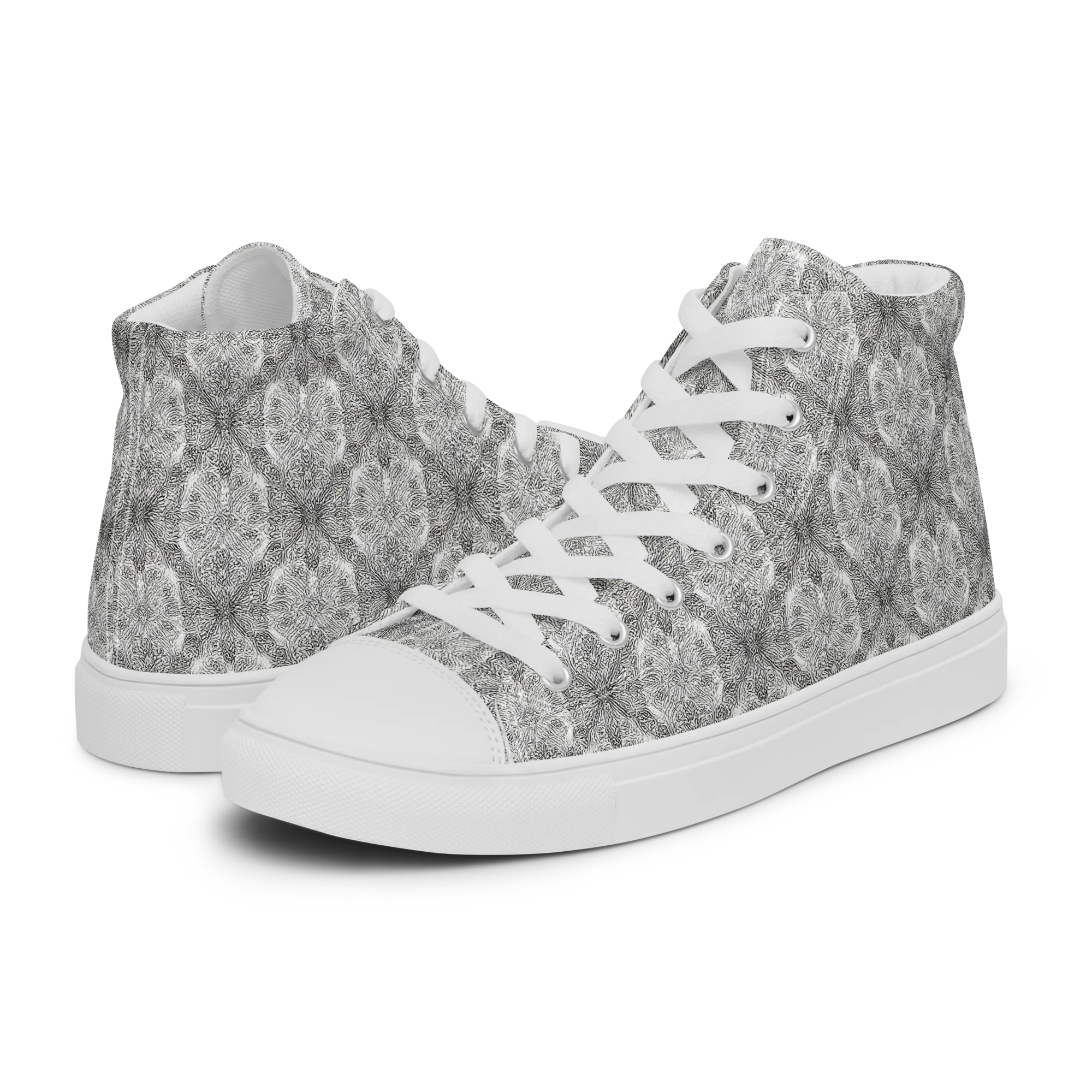Ivory Filigree on Men's High Top Canvas Shoes — Left