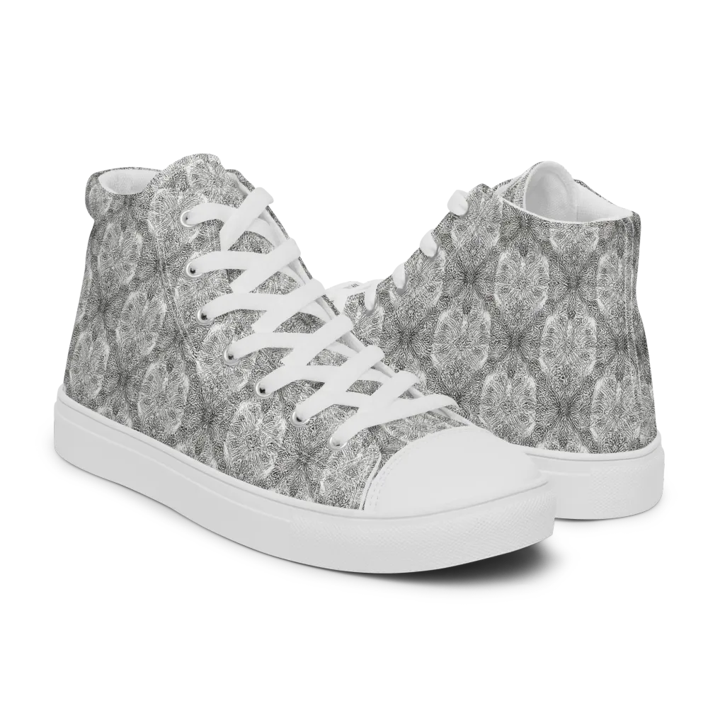 Ivory Filigree on Men's High Top Canvas Shoes — Right