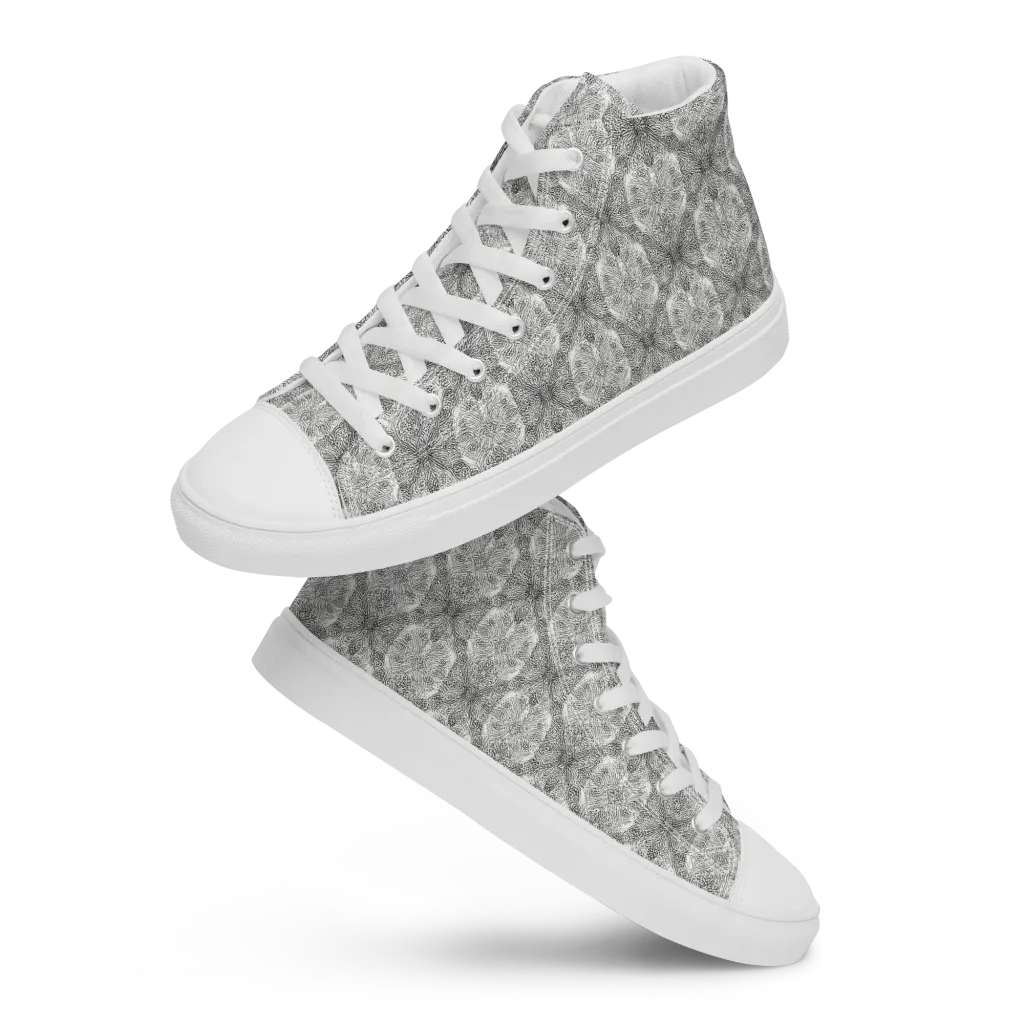 Ivory Filigree on Men's High Top Canvas Shoes — Front