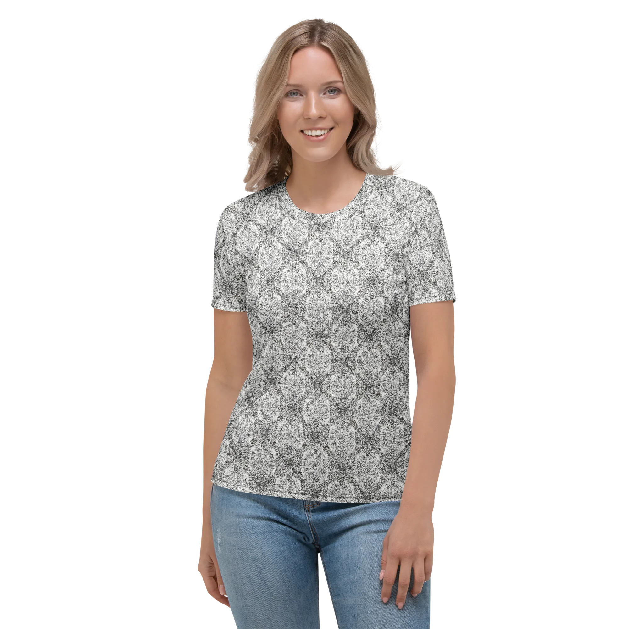Ivory Filigree on Women's Crew Neck T-Shirt — Front
