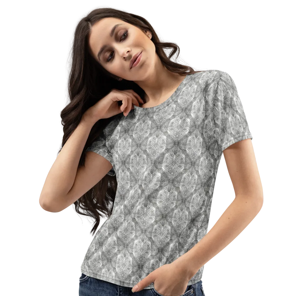 Ivory Filigree on Women's Crew Neck T-Shirt — Left Front