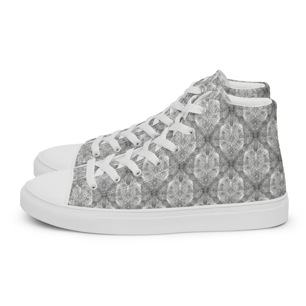 Ivory Filigree on Women's High Top Canvas Shoes — Left