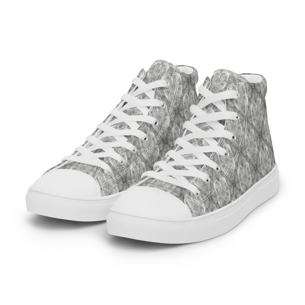 Ivory Filigree on Women's High Top Canvas Shoes — Left Front