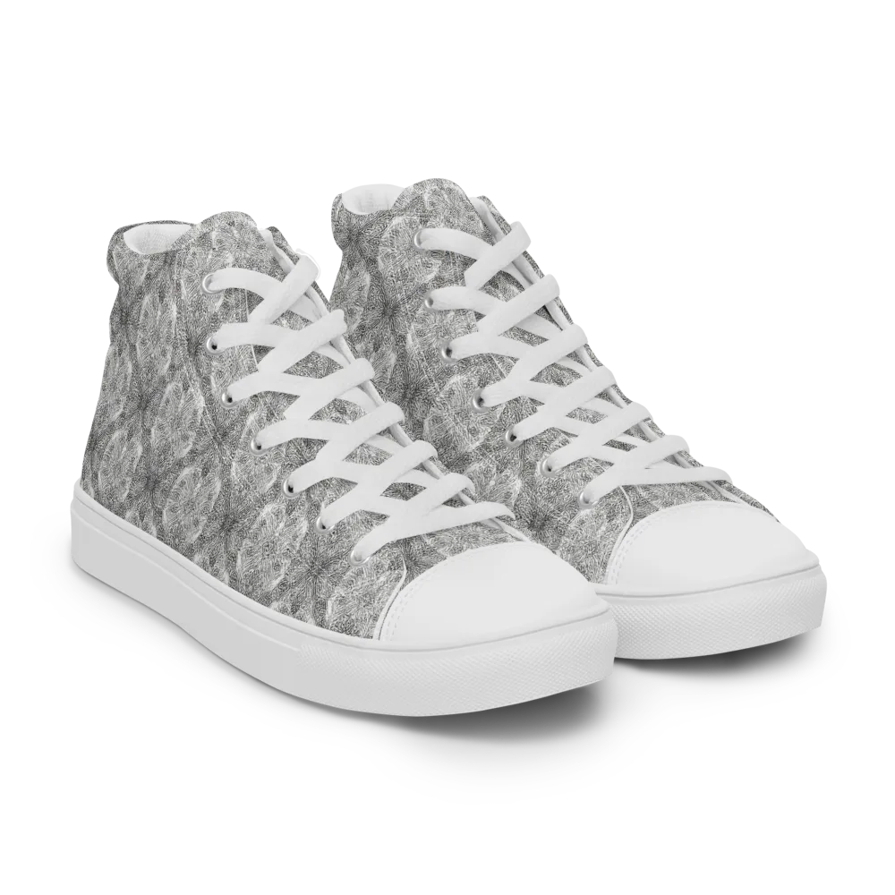 Ivory Filigree on Women's High Top Canvas Shoes — Right Front