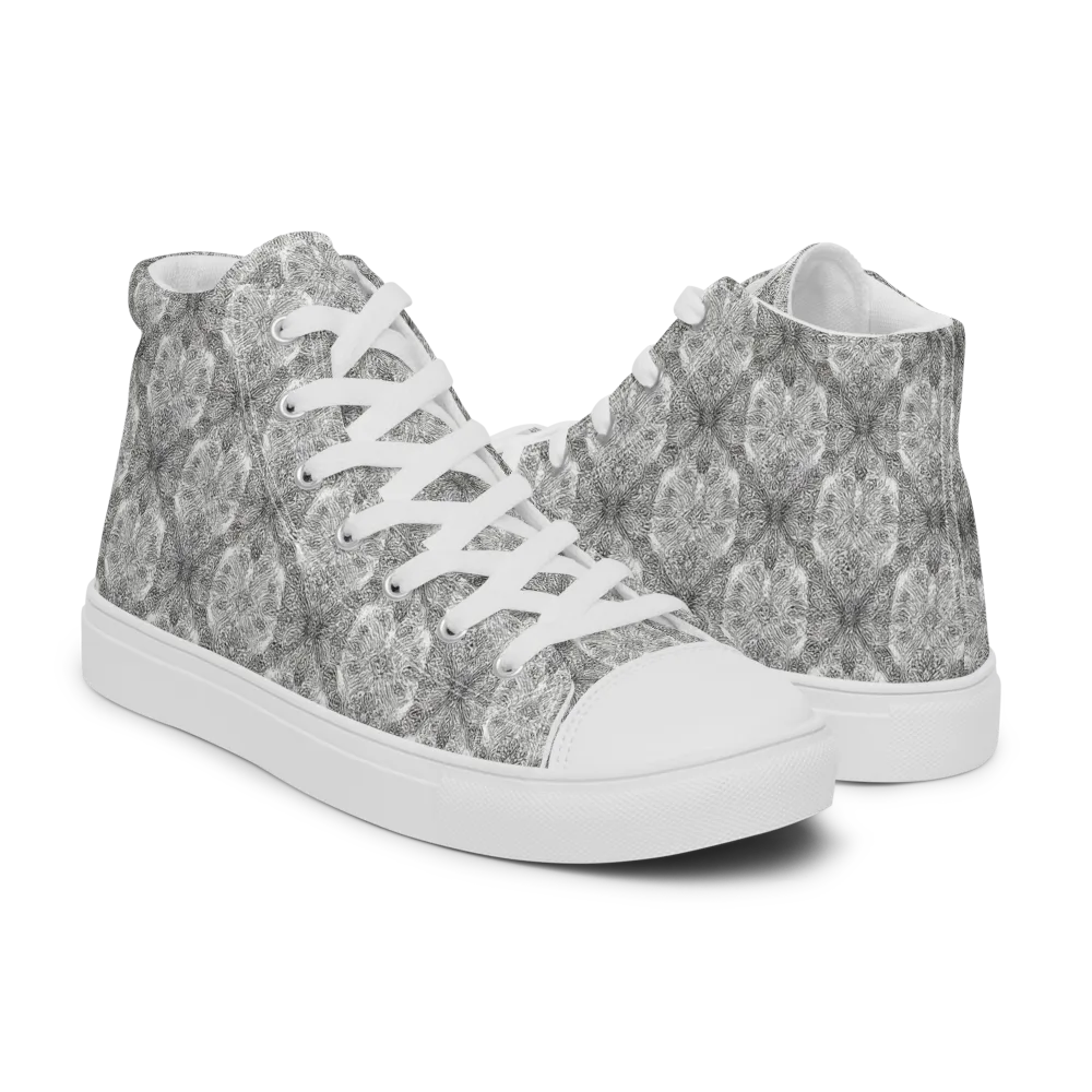 Ivory Filigree on Women's High Top Canvas Shoes — Right