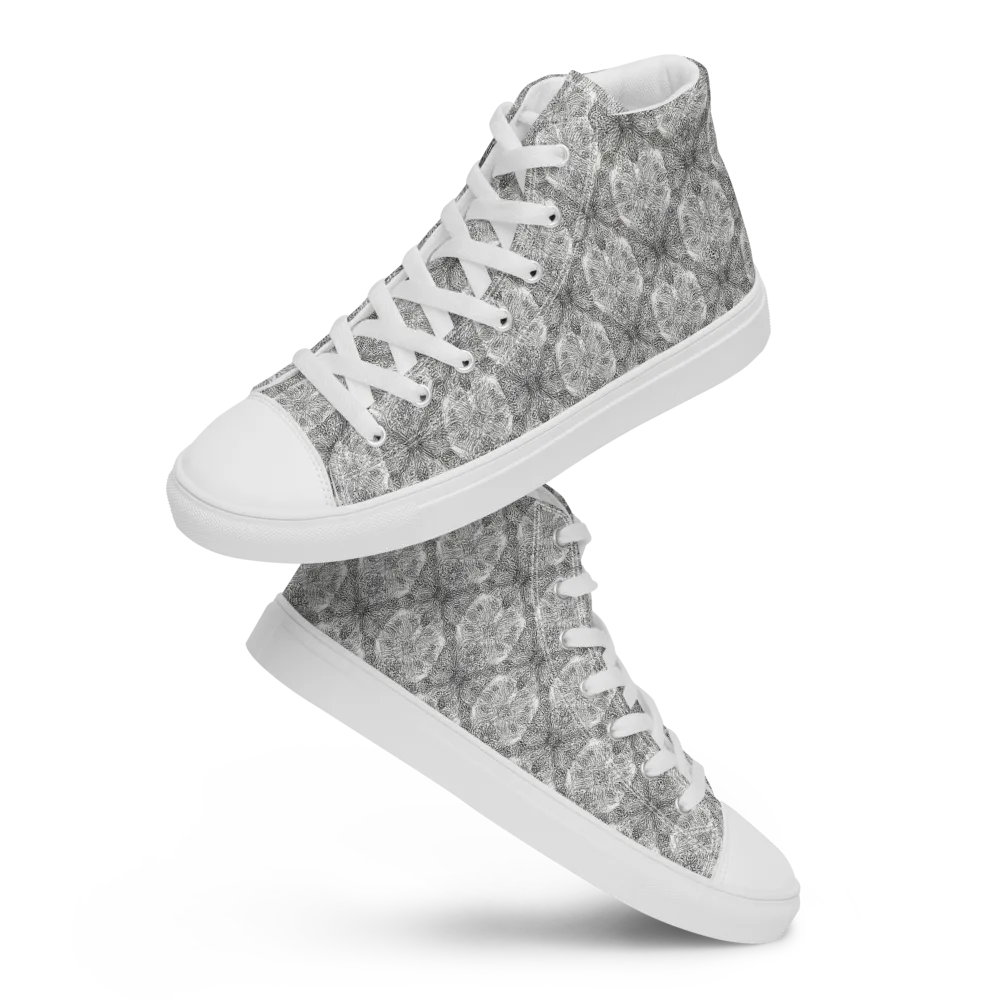 Ivory Filigree on Women's High Top Canvas Shoes — Front