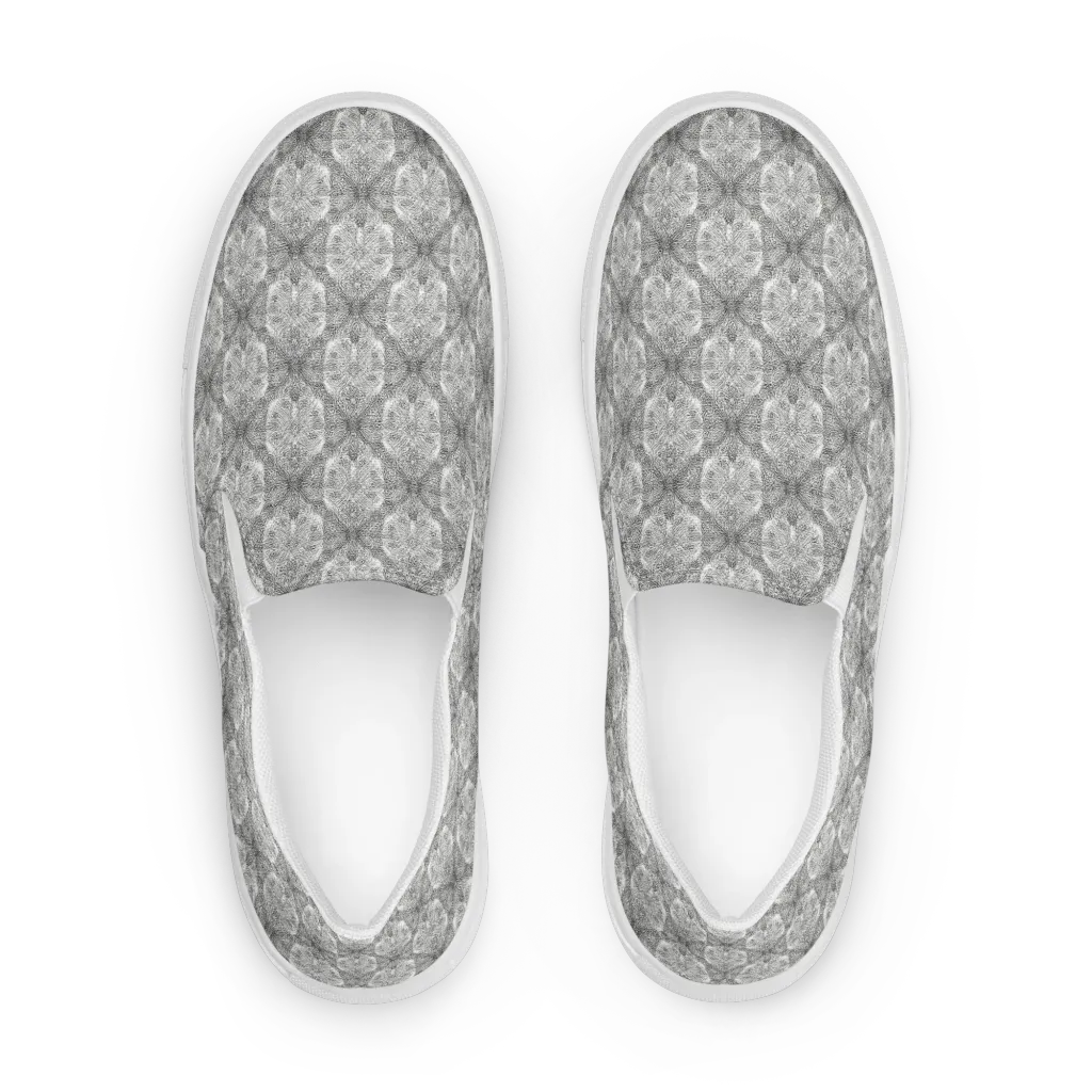 Ivory Filigree on Men's Slip-On Canvas Shoes — Front