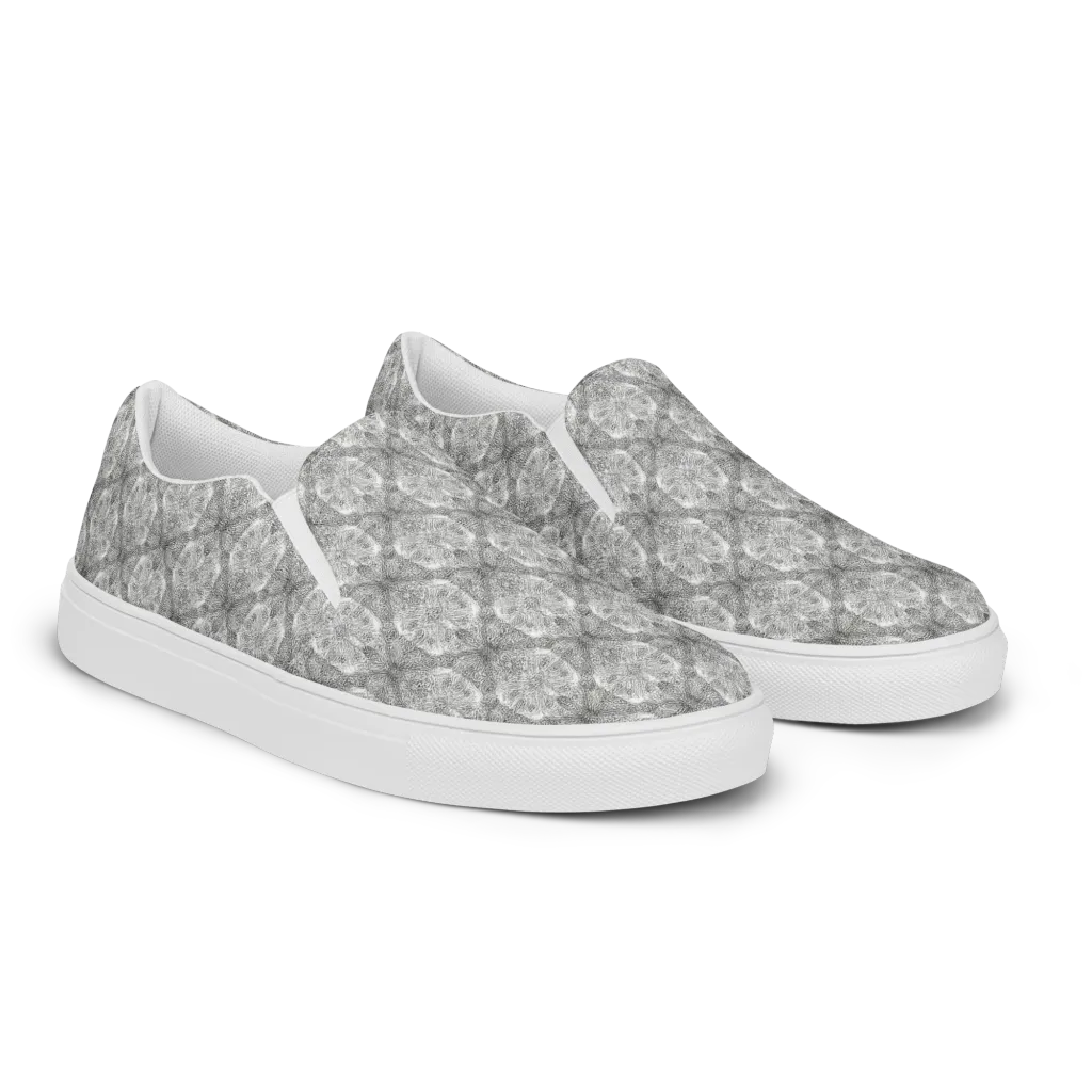 Ivory Filigree on Men's Slip-On Canvas Shoes — Right Front