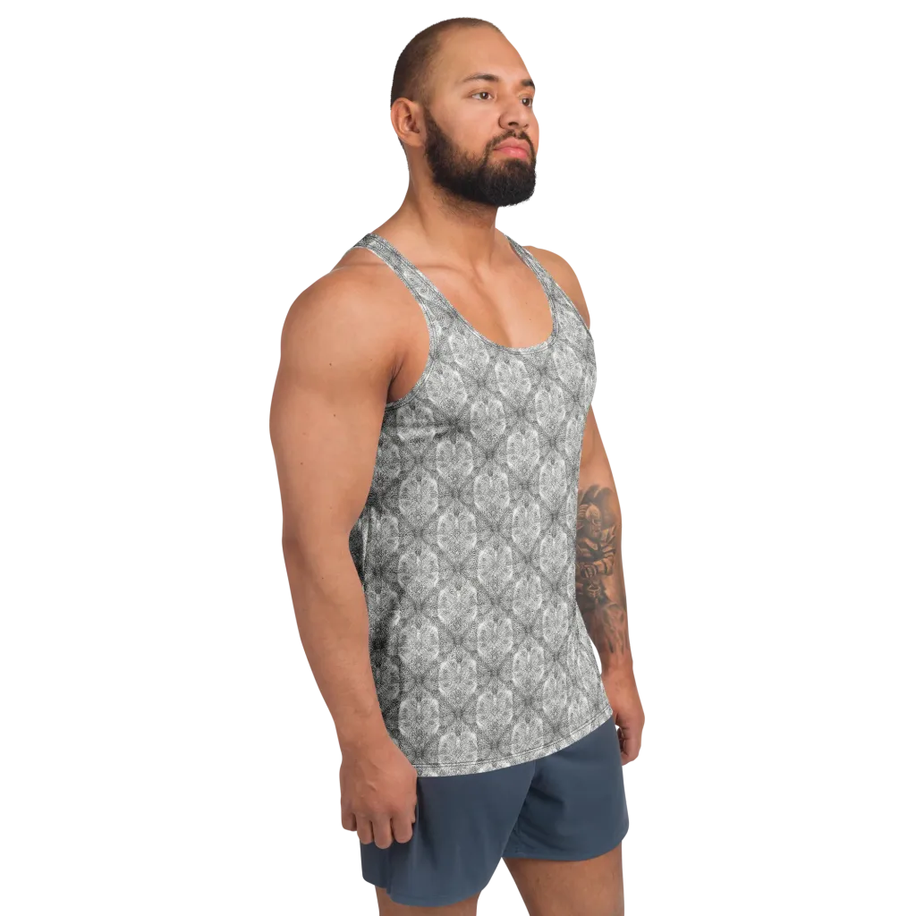 Ivory Filigree on Men's Tank Top — Right Front