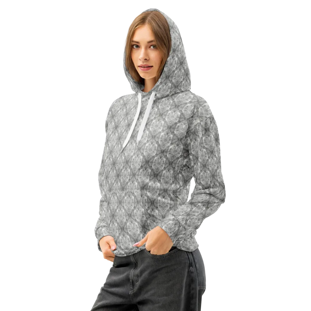 Ivory Filigree on Cotton Hoodie — Left Front
