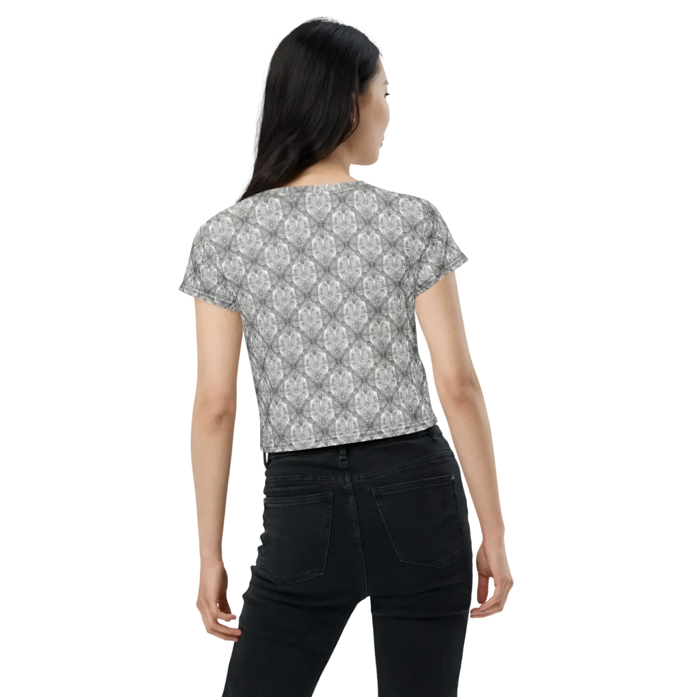 Ivory Filigree on Crop Tee — Back
