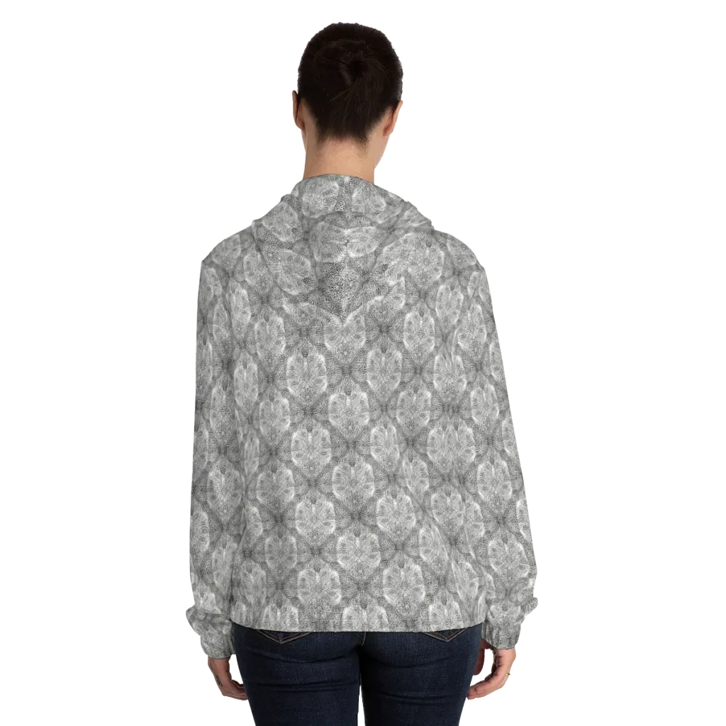 Ivory Filigree on Women's Full-Zip Hoodie — Back On Person