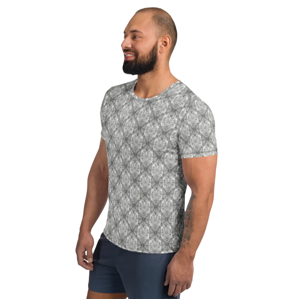 Ivory Filigree on Men's Athletic T-Shirt — Left
