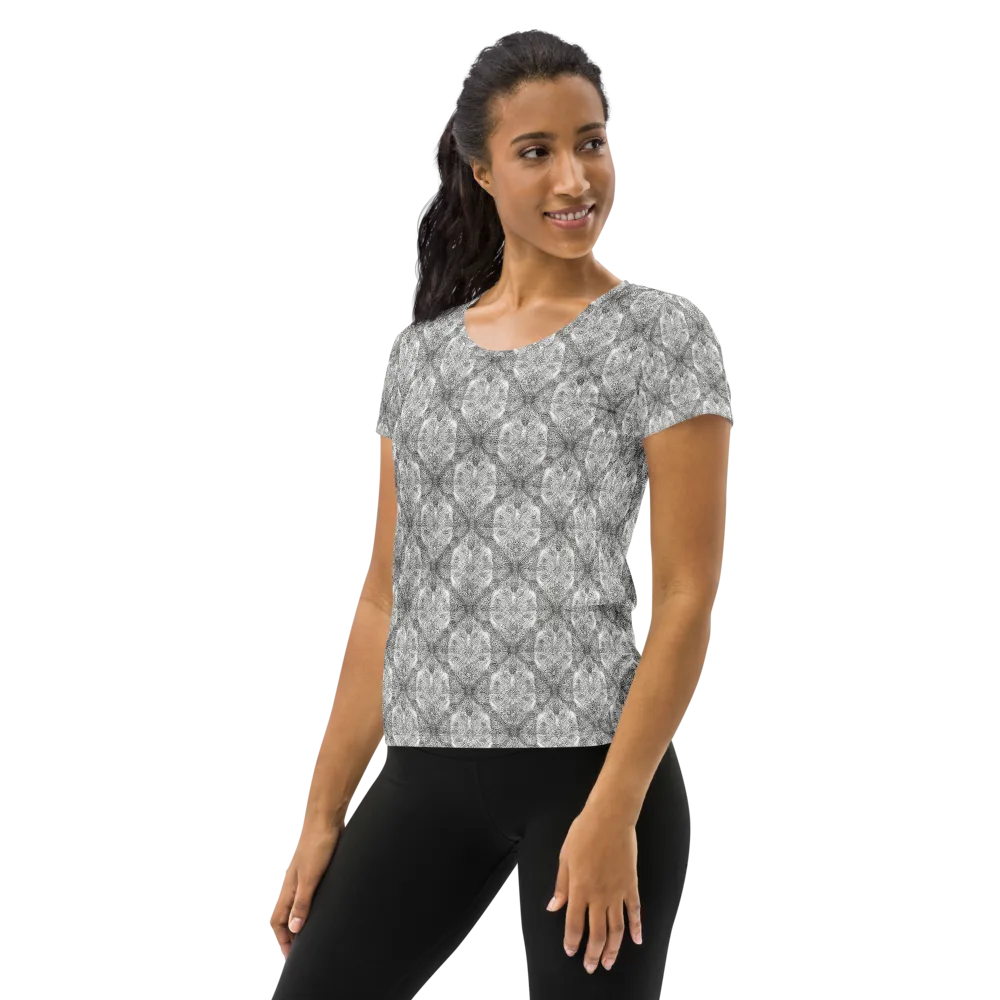 Ivory Filigree on Women's Athletic T-Shirt — Left
