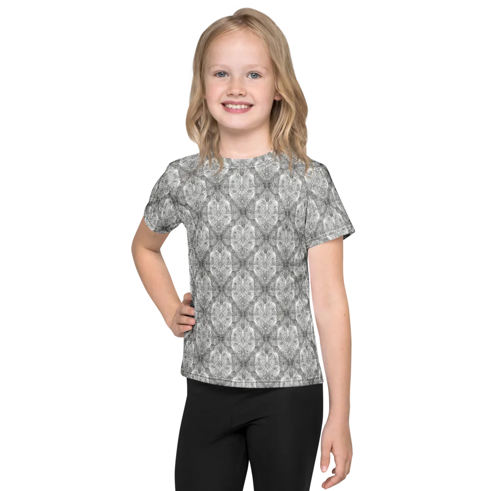 Ivory Filigree on Kids Crew Neck T-Shirt — Front