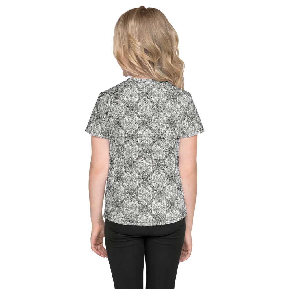 Ivory Filigree on Kids Crew Neck T-Shirt — Back