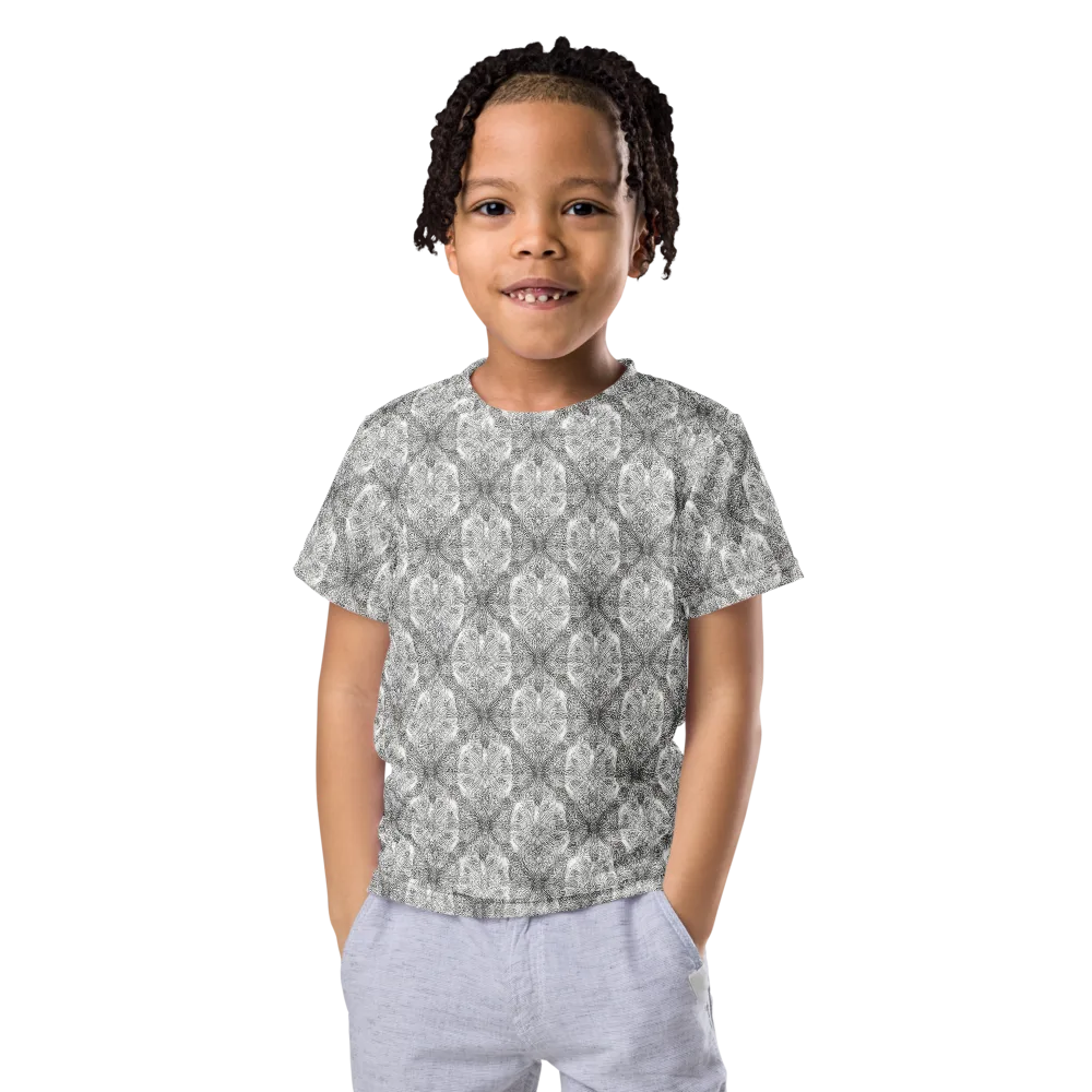 Ivory Filigree on Kids Crew Neck T-Shirt — Front