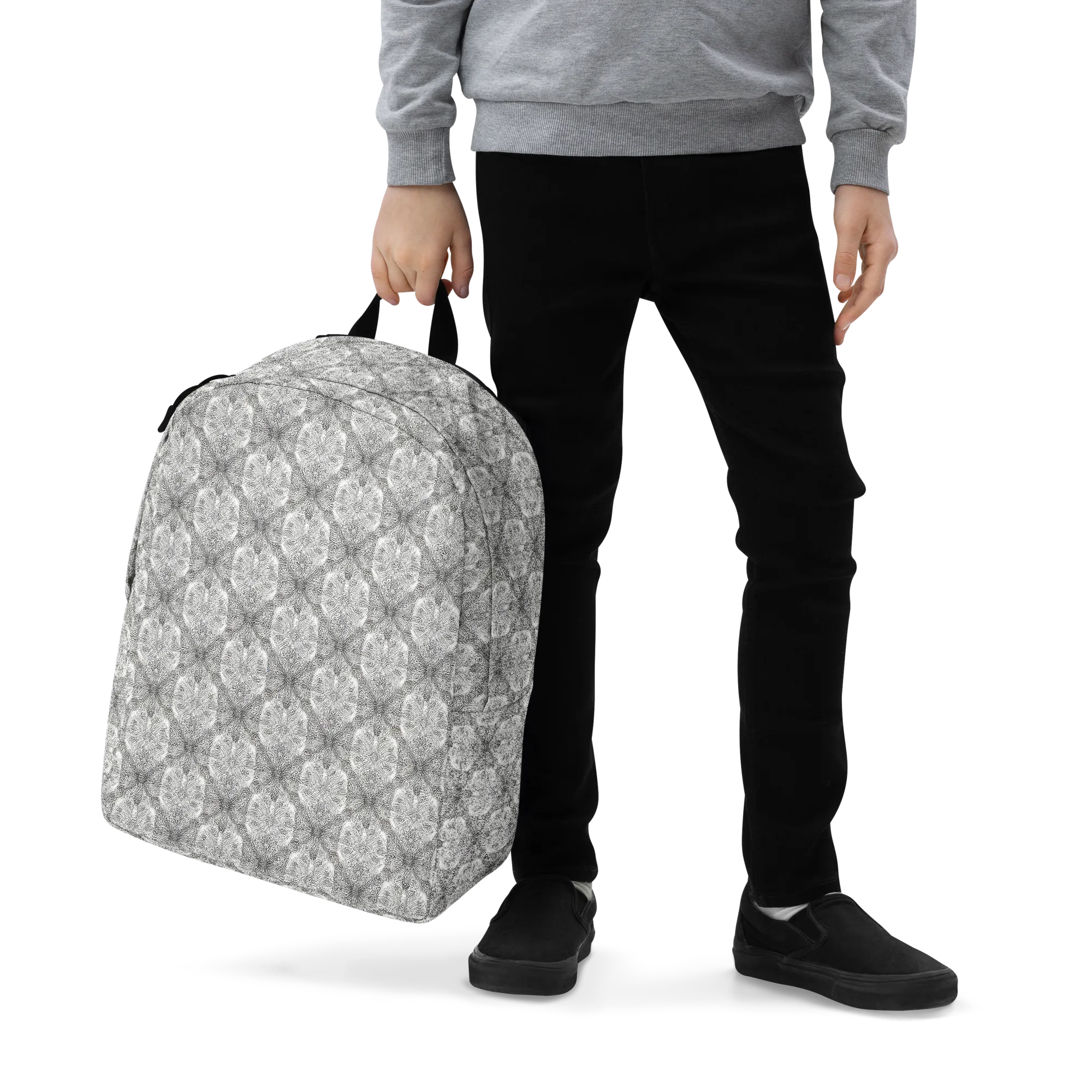 Ivory Filigree on Minimalist Backpack — Zoomed-in