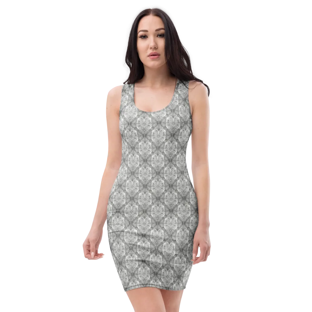 Ivory Filigree on Bodycon Dress — Front