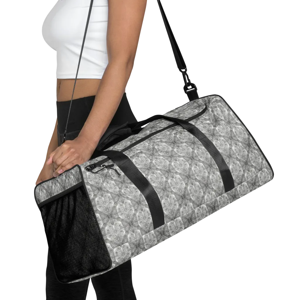 Ivory Filigree on Duffle Bag — Front