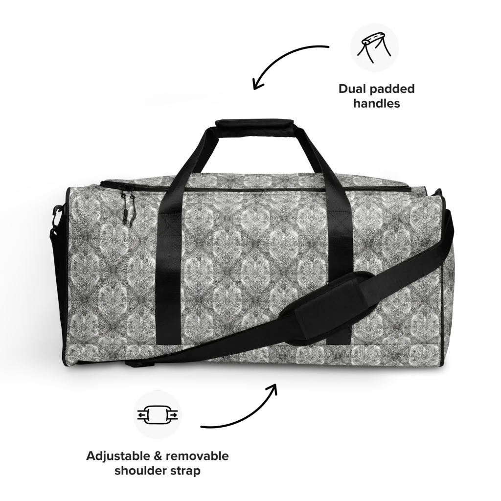 Ivory Filigree on Duffle Bag — Front