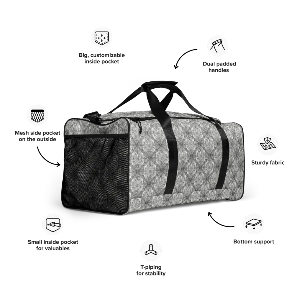 Ivory Filigree on Duffle Bag — Right Front