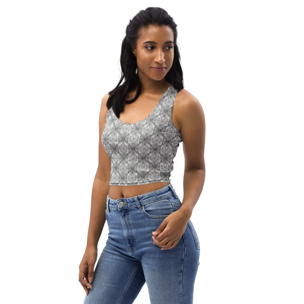 Ivory Filigree on Crop Top — Left Front