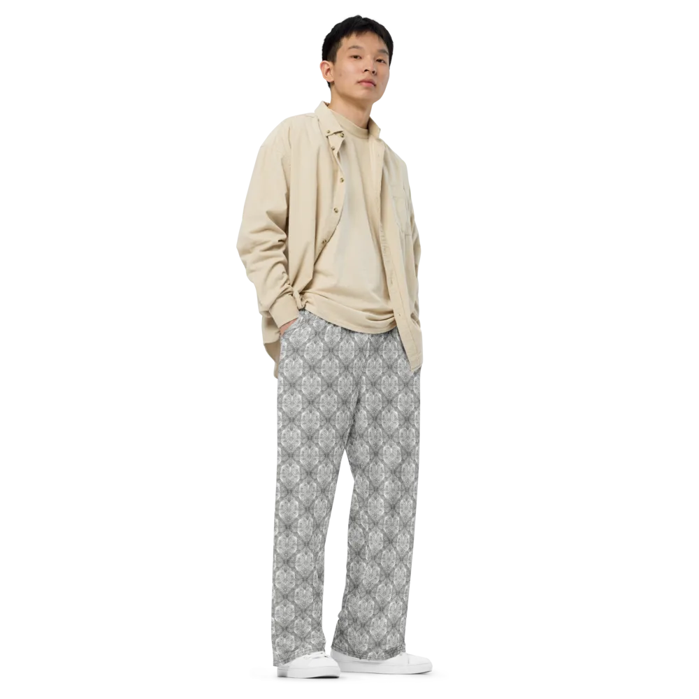 Ivory Filigree on Wide-Leg Pants — Right Front