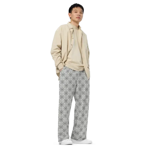 Ivory Filigree on a Wide-Leg Pants