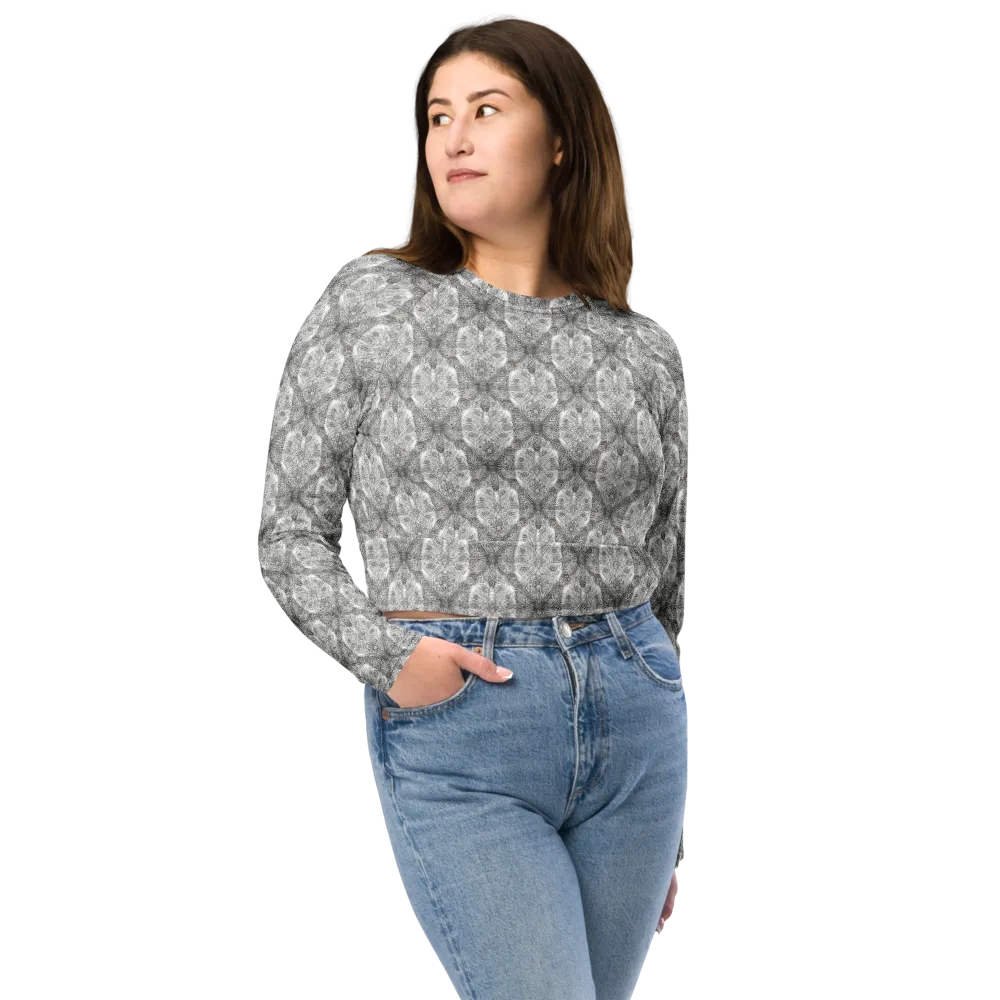 Ivory Filigree on Long Sleeve Crop Top — Front