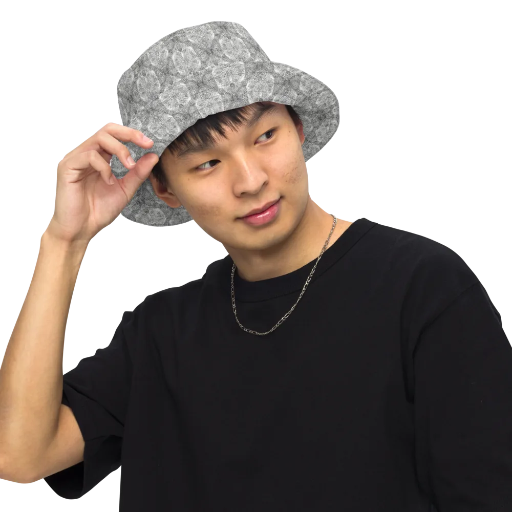 Ivory Filigree on Reversible Bucket Hat — Front Inside