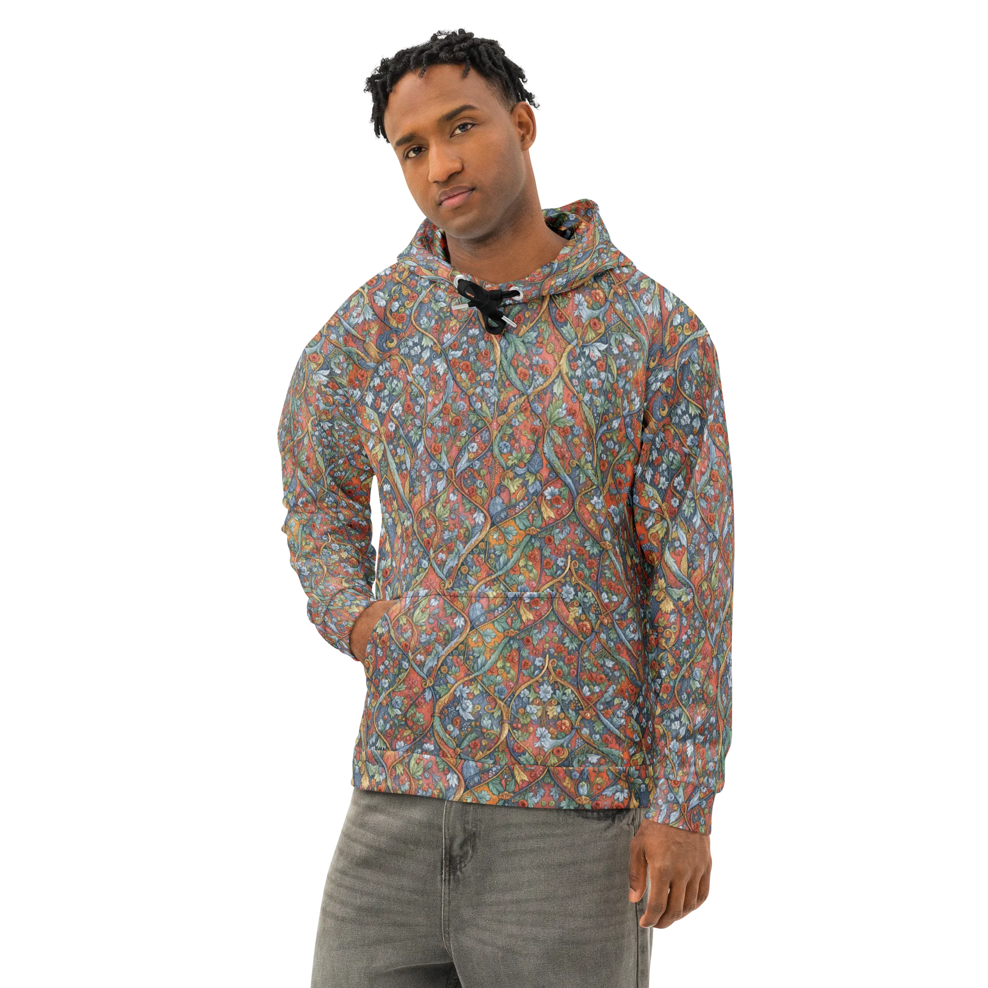 Morris Afterglow on Cotton Hoodie — Left Front