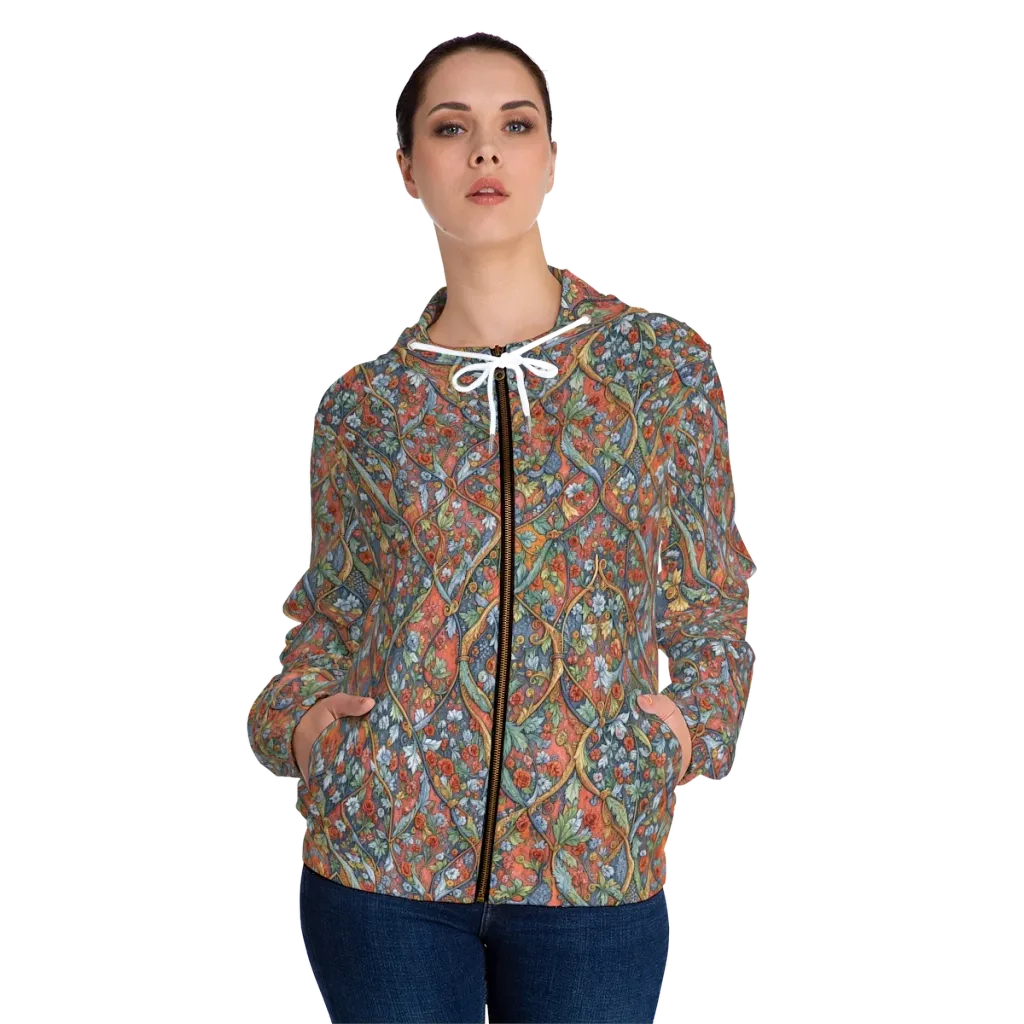 Morris Afterglow on Women's Full-Zip Hoodie — Front On Person