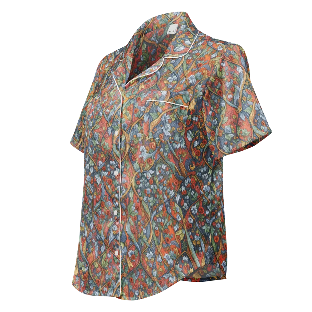 Morris Afterglow on Women's Short Sleeve Pajama Top — Left Front