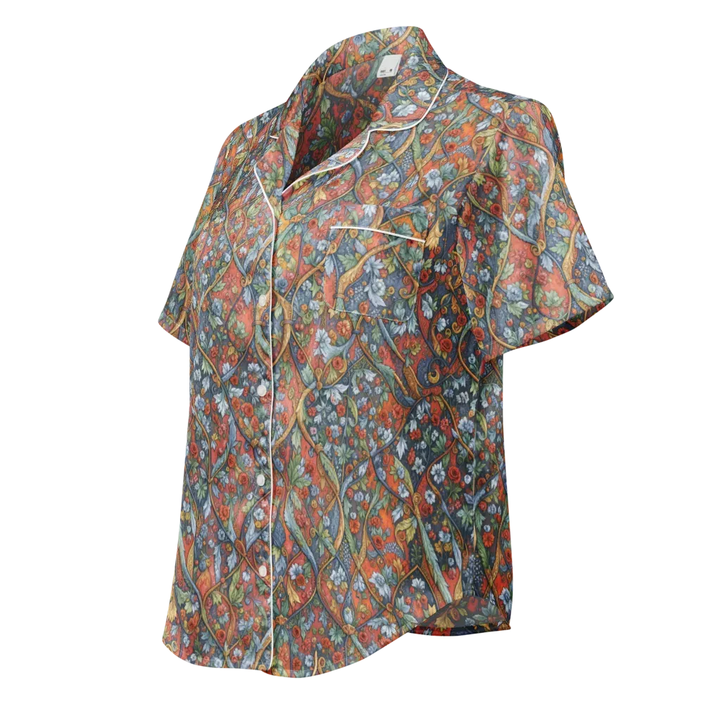 Morris Afterglow on Women's Short Sleeve Pajama Top — Left Front