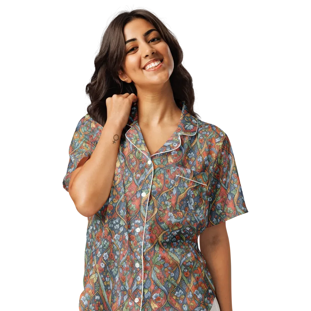 Morris Afterglow on Women's Short Sleeve Pajama Top — Front