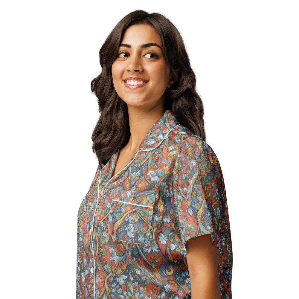 Morris Afterglow on Women's Short Sleeve Pajama Top — Left Front
