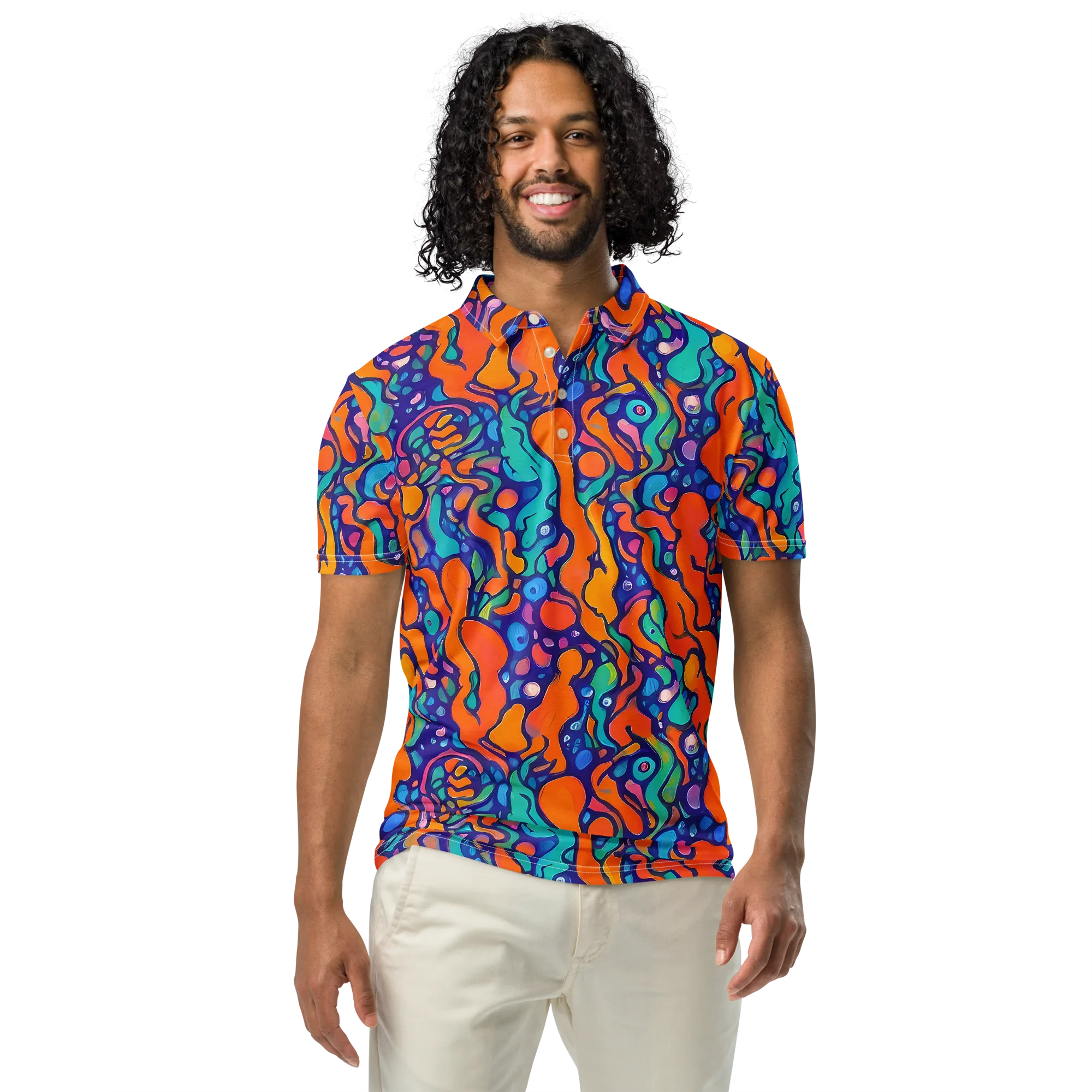 Chromatic Tidal Pool on Men's Slim Fit Polo Shirt — Front