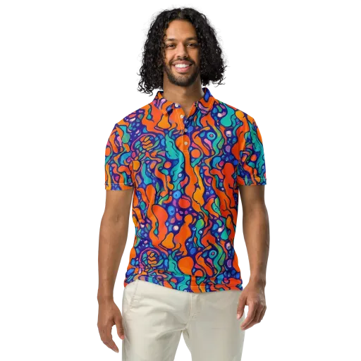 Chromatic Tidal Pool on a Men's Slim Fit Polo Shirt