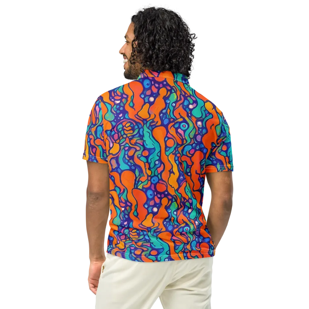 Chromatic Tidal Pool on Men's Slim Fit Polo Shirt — Back