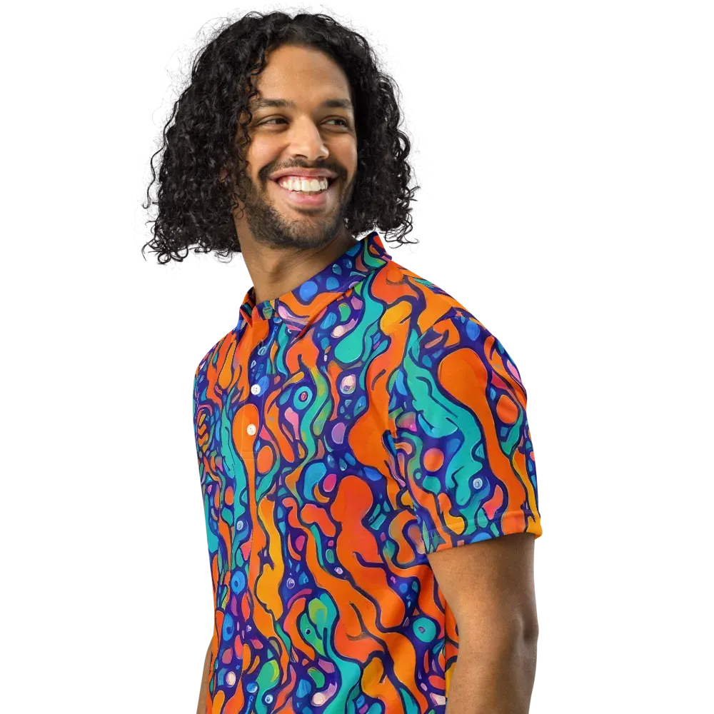 Chromatic Tidal Pool on Men's Slim Fit Polo Shirt — Left Front
