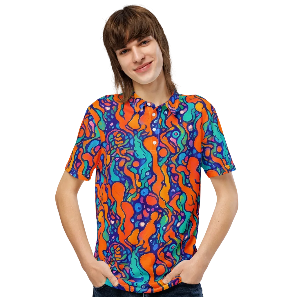 Chromatic Tidal Pool on Men's Slim Fit Polo Shirt — Front