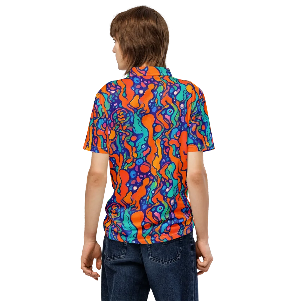 Chromatic Tidal Pool on Men's Slim Fit Polo Shirt — Back
