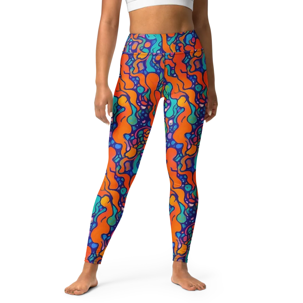 Chromatic Tidal Pool on Yoga Leggings — Front