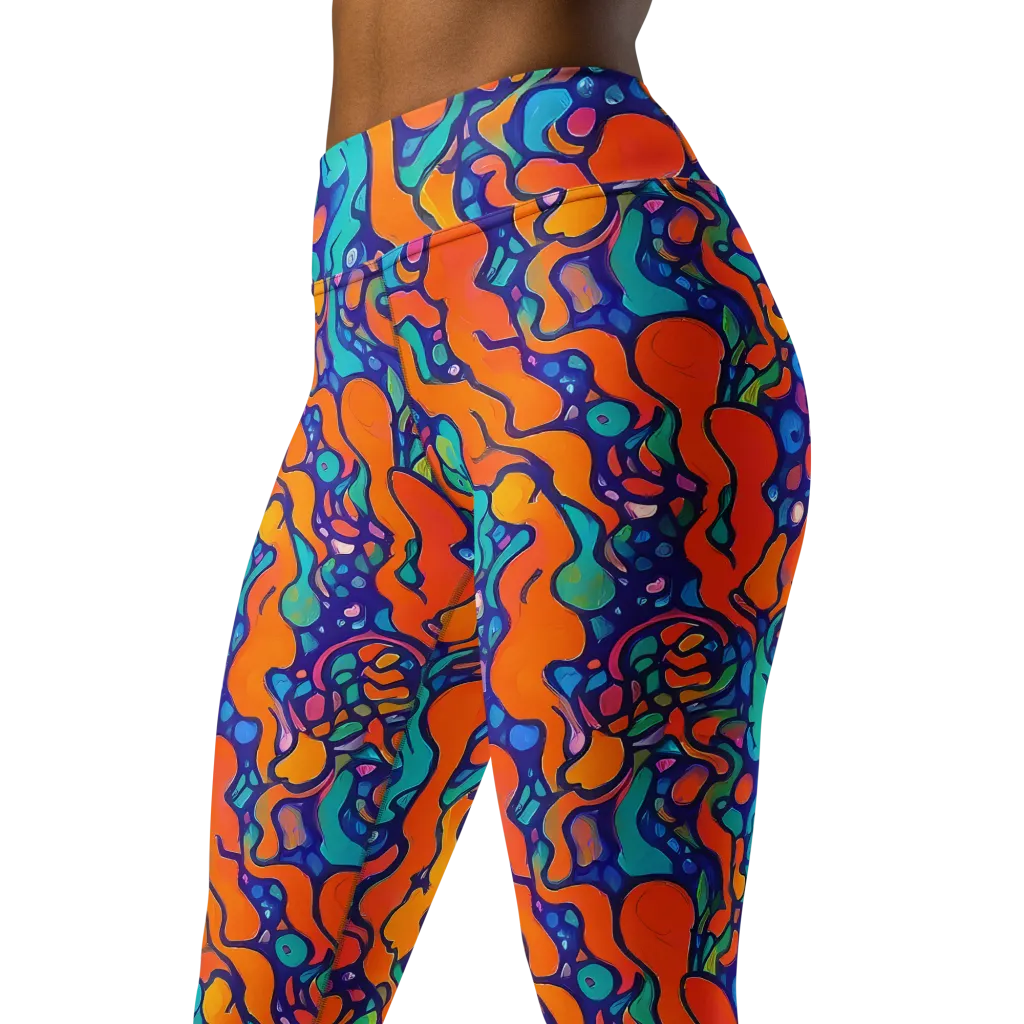 Chromatic Tidal Pool on Yoga Leggings — Left Front