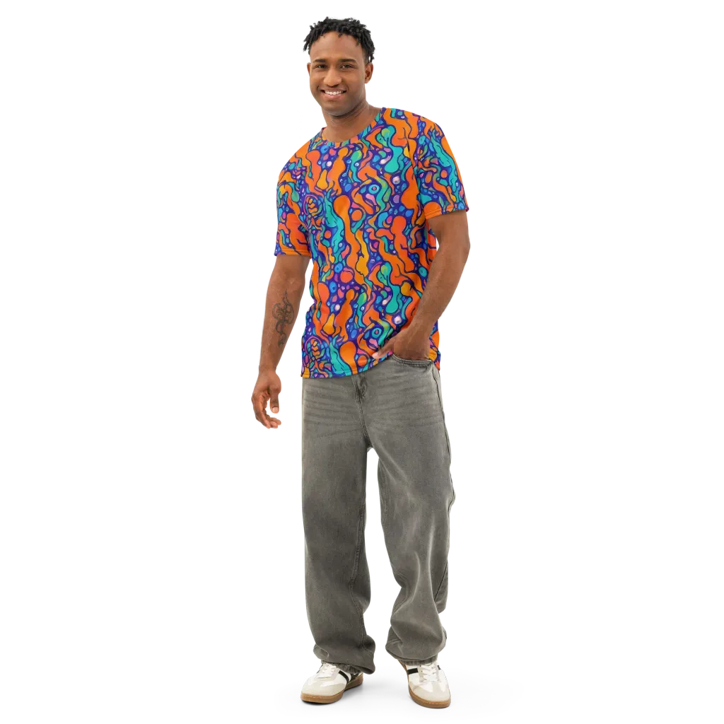 Chromatic Tidal Pool on Men's Cotton Crew Neck T-Shirt — Front