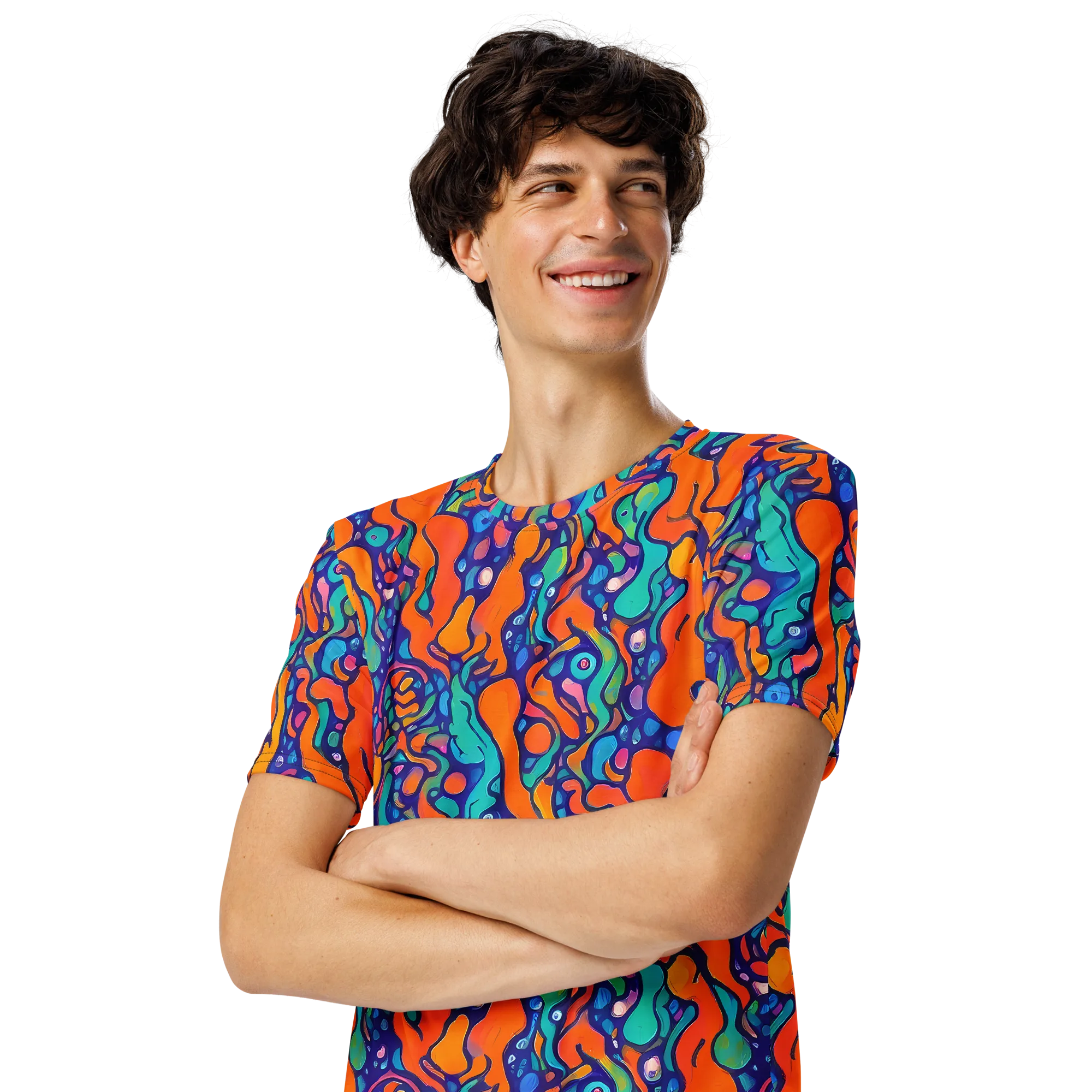 Chromatic Tidal Pool on Men's Crew Neck T-Shirt — Left Front
