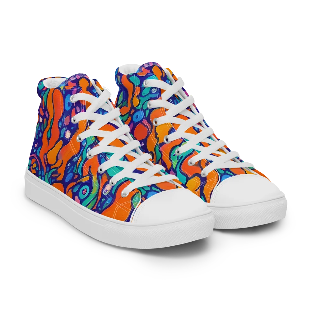 Chromatic Tidal Pool on Men's High Top Canvas Shoes — Right Front
