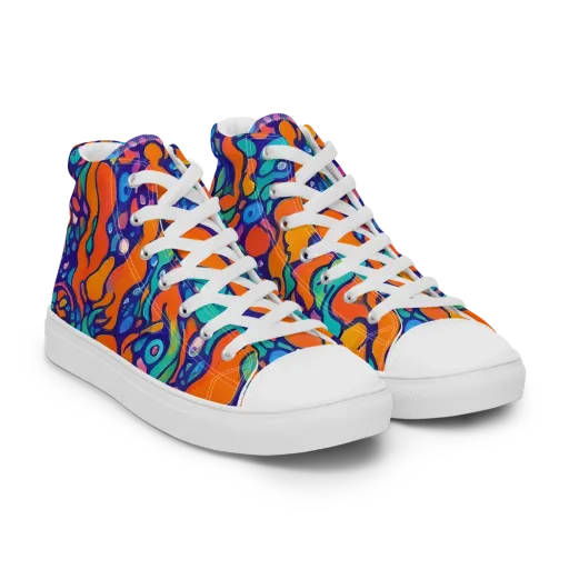 Chromatic Tidal Pool on a Men's High Top Canvas Shoes